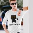 I Love Cats シャツ キュート 黒猫好き キッズ 子猫 長袖Tシャツ 彼への贈り物
