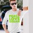 Peace Loveegan クール ベジタリアンとビーガン 長袖Tシャツ 彼への贈り物