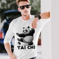 おもしろパンダ 動物 太極拳 格闘技 陰陽バランス 長袖Tシャツ 彼への贈り物