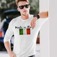 イタリア製イタリア国旗シャツ。 長袖Tシャツ 彼への贈り物