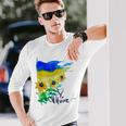 ウクライナ国旗 ひまわりの愛 ウクライナの強い服 長袖Tシャツ 彼への贈り物