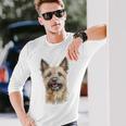 ケアンテリア 犬 グラフィック ペット アートワーク ケアンテリア 長袖Tシャツ 彼への贈り物