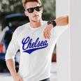 チェルシー ロンドン イングランド バーシティ スクリプト クラシック スポーツ ジャージ 長袖Tシャツ 彼への贈り物