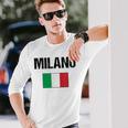 ミラノ イタリア ミラノ イタリー 旗 イタリアン 長袖Tシャツ 彼への贈り物