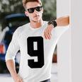 番号9 ナインスポーツジャージ 誕生日年齢 ラッキーナンバーブラック 長袖Tシャツ 彼への贈り物