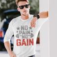裏面にプリント No Pain No Gainign No Pain No Gain Meme 長袖Tシャツ 彼への贈り物