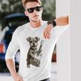 面白いtシャツ シュナウザー 犬 ギター イヌ メンズ 犬好き グッズ かわいい おもしろ 面白い 服 ネタ 長袖Tシャツ 彼への贈り物