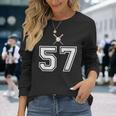 57 番 野球スタイル ヴィンテージホワイト 長袖Tシャツ 彼女への贈り物