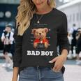 Bad Boy Teddy Bear Graphic tyle Fun 長袖Tシャツ 彼女への贈り物