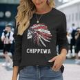 Chippewa ネイティブアメリカン アメリカ国旗 スカルヘッドレス 長袖tシャツ 長袖Tシャツ 彼女への贈り物