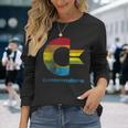 Commodore C64 大文字レインボーカラーストライプ効果 長袖Tシャツ 彼女への贈り物