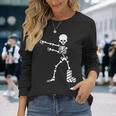 Floss Dance Flossing ダンス 足の骨折 石膏ギプス スケルトン ハロウィーン 長袖Tシャツ 彼女への贈り物
