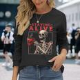 kulltaying Alive スケルトン ドリンクコーヒー 長袖Tシャツ 彼女への贈り物