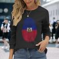 Haiti Flag Fingerprint Haitian For Haitians 長袖Tシャツ 彼女への贈り物
