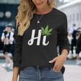 Hi Hello マリファナの葉 ハッピーファニー大麻 ウィード パイナップル 長袖Tシャツ 彼女への贈り物