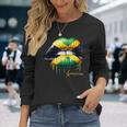 Lips Jamaican Flag Jamaica Love Travelacation 長袖Tシャツ 彼女への贈り物