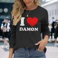 I Love Damon I Heart Damon 面白い名前 Damon 長袖Tシャツ 彼女への贈り物