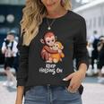 Punch Keep Holding On Cute Baby Monkey グラフィック 長袖Tシャツ 彼女への贈り物
