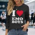 Red Heart I Love Emo Boys 長袖Tシャツ 彼女への贈り物