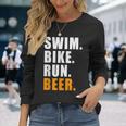 Swim Bike Run スイム バイク ラン ビール トライアスロン トライアスロン スポーツ メンズ レディース 長袖Tシャツ 彼女への贈り物