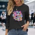 Vaporwave 猫 ピックルボール プレーヤー 80年代 レトロ 美学 長袖Tシャツ 彼女への贈り物