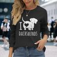 Wiener Dog ダックスフンド 犬 ペット愛好家 I Love Dachshunds 長袖Tシャツ 彼女への贈り物