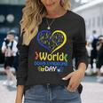 World Downyndrome Day Upport And Awareness 321 長袖Tシャツ 彼女への贈り物