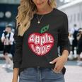 「Red Apple Fresh Fruit 」 ハート型 Love りんご フルーツ ユニークデザイン 長袖tシャツ 長袖Tシャツ 彼女への贈り物