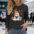 おばけ読書本 紅葉 ハロウィン ゴーストコーヒー 長袖Tシャツ 彼女への贈り物
