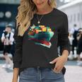 コンテナ輸送機船 長袖Tシャツ 彼女への贈り物