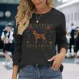 ジャックラッセルテリア レッド 格子柄 犬 アグリークリスマスセーター 長袖Tシャツ 彼女への贈り物