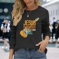 ジーザス・イズ・マイ・ロック・アンド・ザット・イズ・ハウ・アイ・ロール クリスチャン 長袖Tシャツ 彼女への贈り物