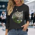 スイカ猫ミーム 長袖Tシャツ 彼女への贈り物