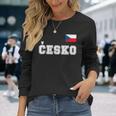 チェコ共和国 胸に Cesko 旗国旗 長袖Tシャツ 彼女への贈り物
