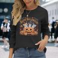 ハッピーハロウィン猫 パンプキン 魔女の帽子デザイン 長袖Tシャツ 彼女への贈り物