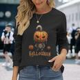 ハロウィン不気味なパンプキンシャツ 長袖Tシャツ 彼女への贈り物