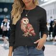 ハート柄の奇抜なパッチワークフクロウ 長袖Tシャツ 彼女への贈り物