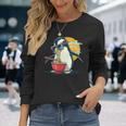 ペンギン食べる ラーメン サングラス アートワーク 和麺 長袖Tシャツ 彼女への贈り物