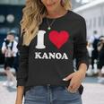レッドハート I Love Kanoa 長袖Tシャツ 彼女への贈り物