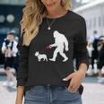 レトロ ビッグフット ウォーキング フレンチブルドッグ ファニー サスカッチ 長袖tシャツ 長袖Tシャツ 彼女への贈り物