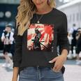 侍 日本のレトロアート 武士道 ヴィンテージ戦士 長袖Tシャツ 彼女への贈り物