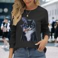 猫 ネコ ボス たばこ ねこ 長袖Tシャツ 彼女への贈り物