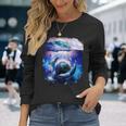 銀河 イルカ 宇宙 地球 海 長袖Tシャツ 彼女への贈り物