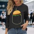 面白いハンバーガー ポケット入り ギフト チーズバーガー ポケット 長袖Tシャツ 彼女への贈り物