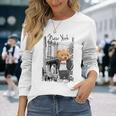 Cool New York City Teddy Bear Illustration Graphic s 長袖Tシャツ 彼女への贈り物