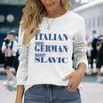 Eat Italian Drive German Marrylavic Quote Car ユーモア 長袖Tシャツ 彼女への贈り物