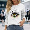 Junenth まつげ アフリカの目 美しい 長袖Tシャツ 彼女への贈り物