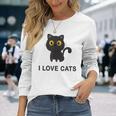 I Love Cats シャツ キュート 黒猫好き キッズ 子猫 長袖Tシャツ 彼女への贈り物