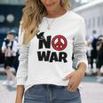 No War 反戦 平和の鳩 長袖Tシャツ 彼女への贈り物