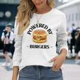 Powered By Burgers ファーストフード愛好家 面白いビーフバーガー 長袖Tシャツ 彼女への贈り物